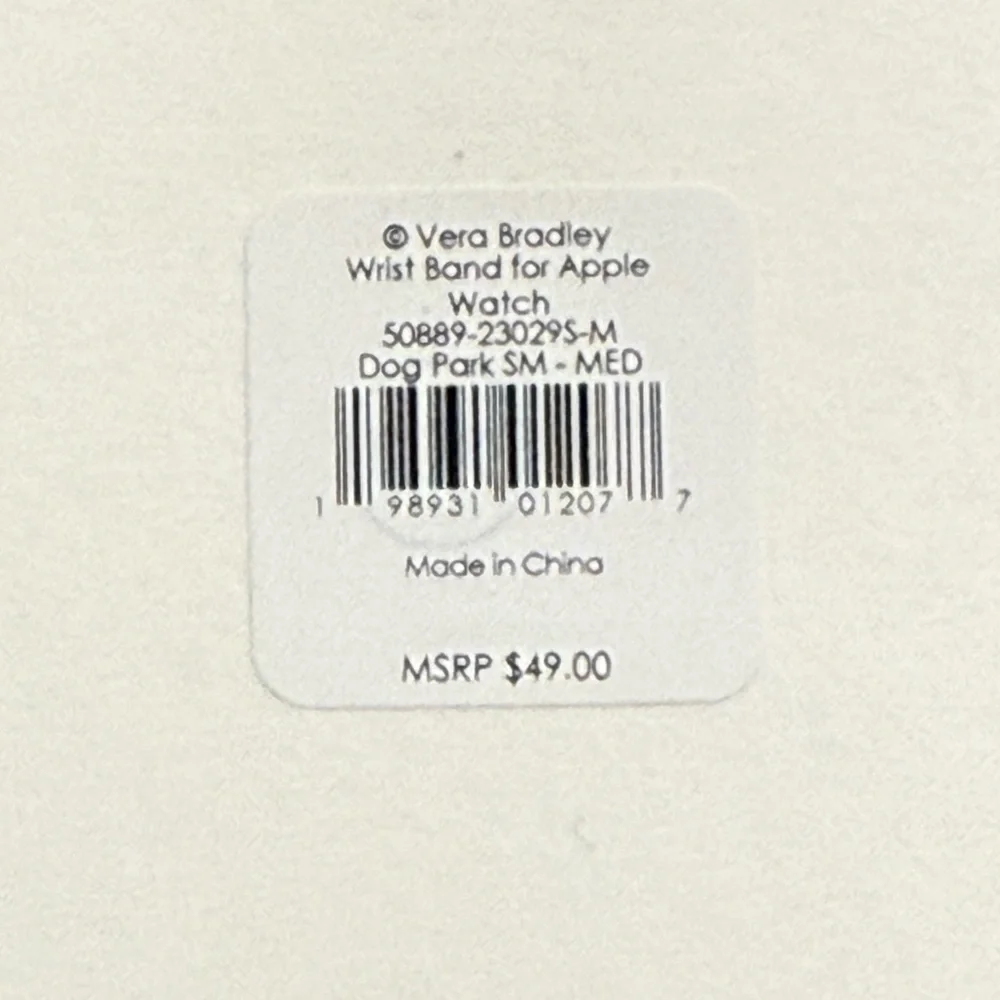 Vera Bradley 38mm 40mm Apple Watch Band Dog Park NWT